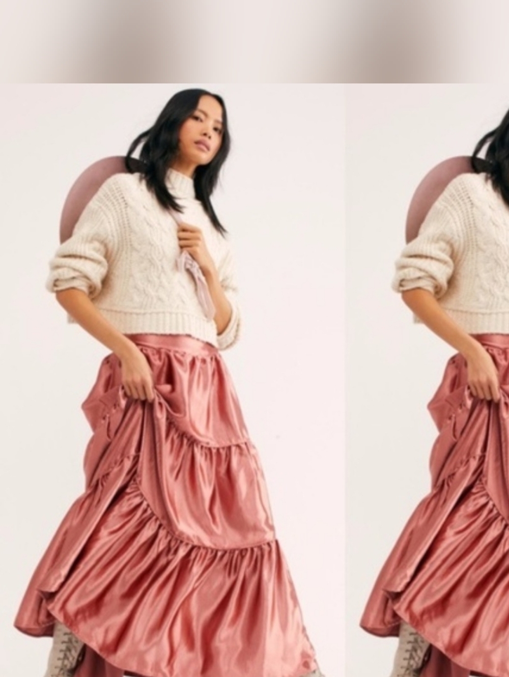 Free People Moonbeam Tiered Skirt - Rose XS